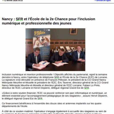article de presse tablettes lorraines - SFR E2C